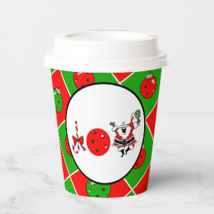 Pickleball Christmas Party Joy Red Green Ornaments Paper Cups