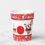 Pickleball Christmas Party Joy Santa Red and White Paper Cups<br><div class="desc">Christmas Joy is spelled with a candy cane,  a red pickleball,  and a joyful Santa with a pickleball paddle. Fun pickleball-themed Christmas party supplies or gift for yourself,  your pickleball-loving friend,  mum,  dad,  uncle,  aunt,  brother,  sister,  neighbour,  grandpa,  grandma,  or work buddy who won't stop talking about pickleball.</div>