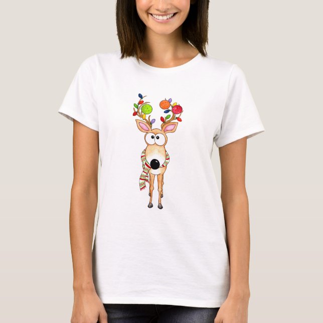 Pickleball Christmas Reindeer T-Shirt (Front)