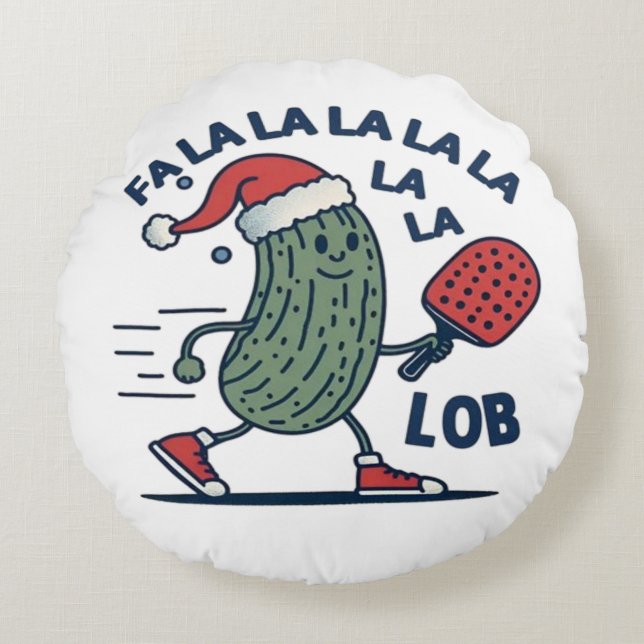 Pickleball Christmas Round Cushion (Front)