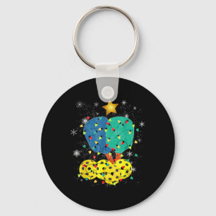 Pickleball Christmas Santa Pickleball X Mas Lights Key Ring