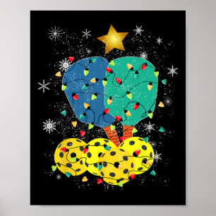 Pickleball Christmas Santa Pickleball X Mas Lights Poster