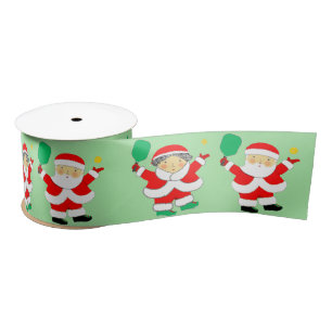 Pickleball Christmas Satin Ribbon