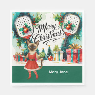 Pickleball Christmas themed for Cat Lovers Napkin