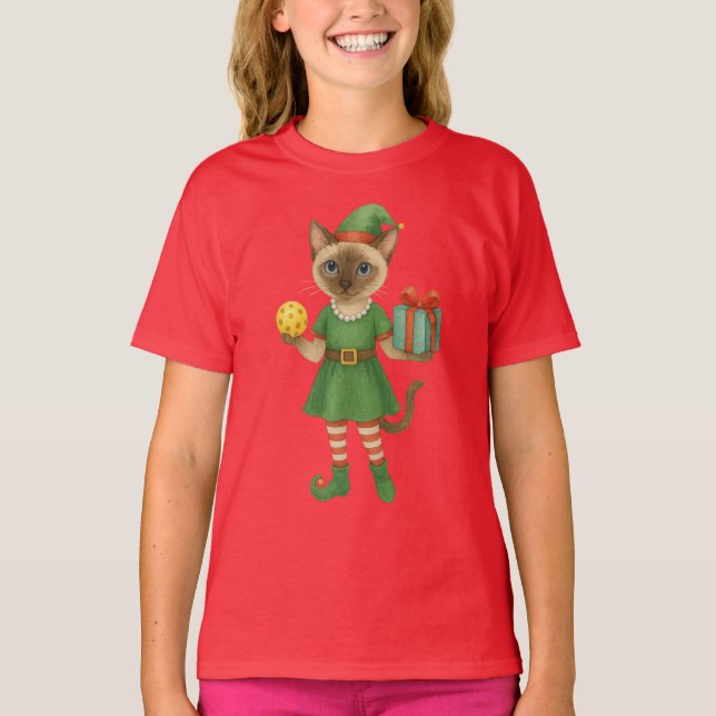 Pickleball Christmas themed for Cat Lovers  T-Shirt (Front)
