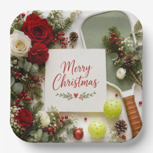 Pickleball Christmas themed Paper Plate