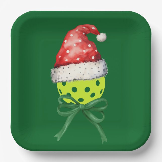 Pickleball Christmas themed  Paper Plate (Front)