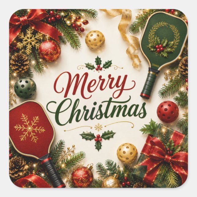 Pickleball Christmas themed  Square Sticker (Front)