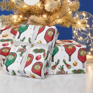 Pickleball Christmas themed with Paddle  Wrapping Paper