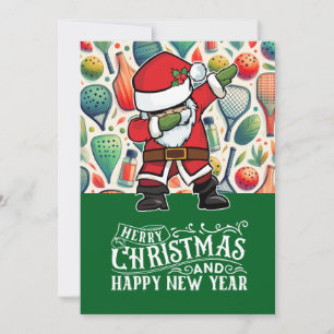 Pickleball Christmas themed with Santa Claus Holiday Card