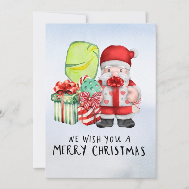Pickleball Christmas themed with Santa Claus Holiday Card (Front)