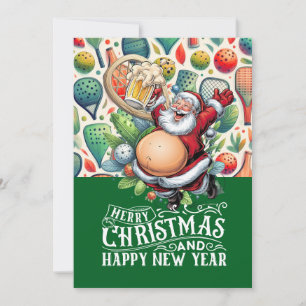 Pickleball Christmas themed with Santa Claus Holiday Card