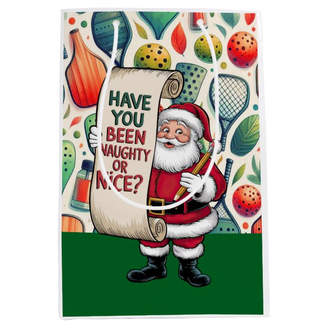 Pickleball Christmas themed with Santa Claus Medium Gift Bag (Front)