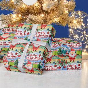 Pickleball Christmas themed with Santa Claus Wrapping Paper