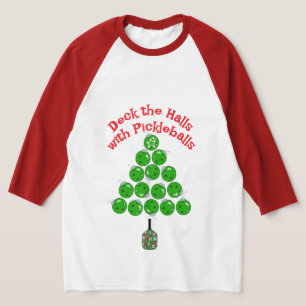 Pickleball Christmas Tree Deck the Halls T-Shirt