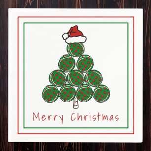 Pickleball Christmas Tree Merry Christmas Holiday  Napkin