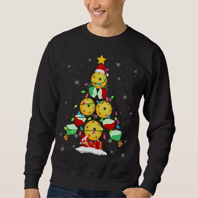Pickleball Christmas Tree Santa Pickleball X-mas L Sweatshirt (Front)