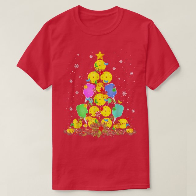 Pickleball Christmas Tree  T-Shirt (Design Front)