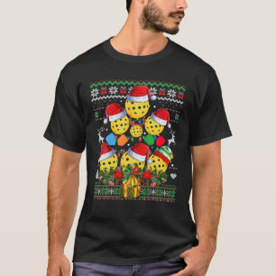 Pickleball Christmas Tree Ugly Sweater Santa Paddl