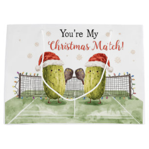 Pickleball Christmas wears Santa Claus on Match Large Gift Bag