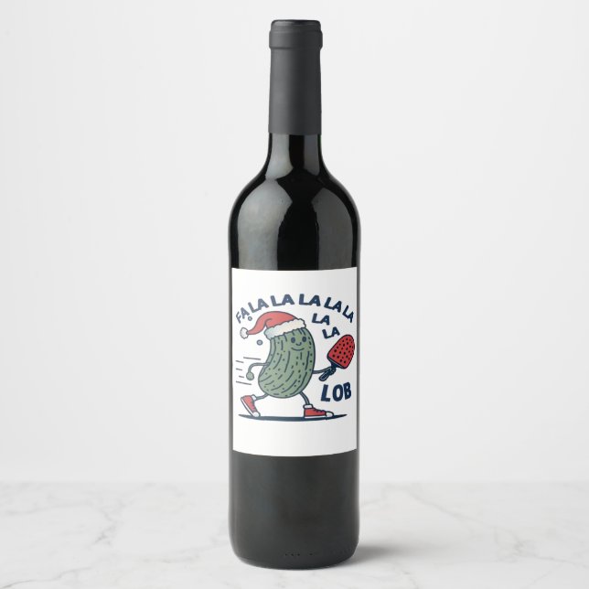 Pickleball Christmas Wine Label (Front)