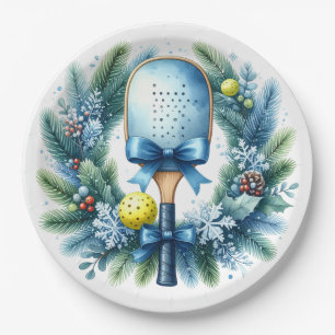 Pickleball Christmas Wreath Paper Plate