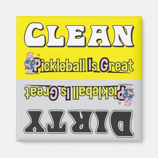 PICKLEBALL CLEAN-DIRTY DISHWASHER MAGNET (Front)