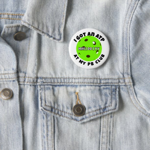 Pickleball Club ATP Bright Green Personalised 6 Cm Round Badge