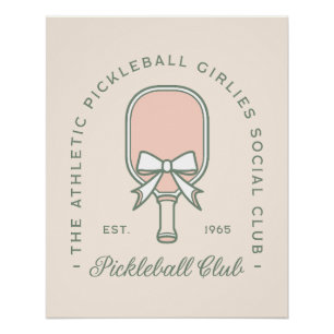 Pickleball club girlies pink and green aesthetic poster