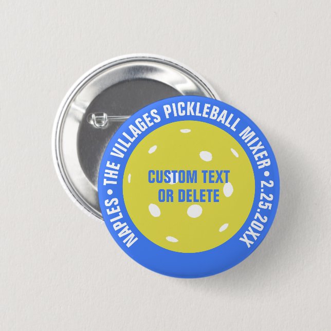 Pickleball Club Mixer Tournament Game Custom Medal 6 Cm Round Badge (Front & Back)
