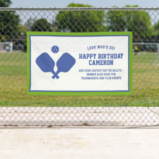 Pickleball Club Party Paddles Blue Green Custom Banner