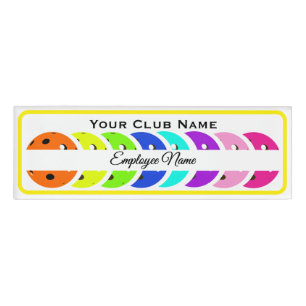 Pickleball Club Personalized Employee Rainbow Ball Name Tag