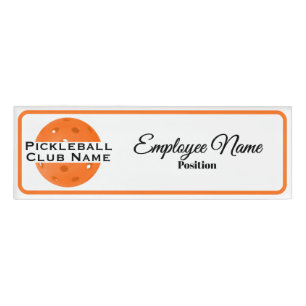 Pickleball Club Personalized Staff Orange Ball Name Tag