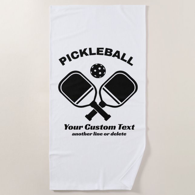 Pickleball Club Pickleball Paddle & Ball Custom Beach Towel (Front)