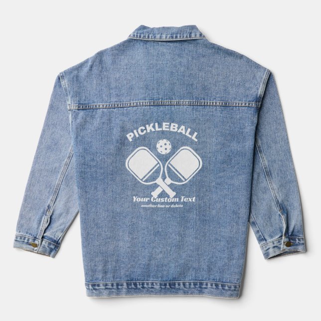 Pickleball Club Pickleball Paddle & Ball Custom Denim Jacket (Back)