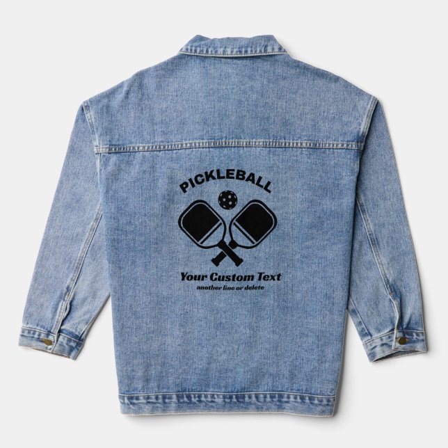 Pickleball Club Pickleball Paddle & Ball Custom Denim Jacket (Back)