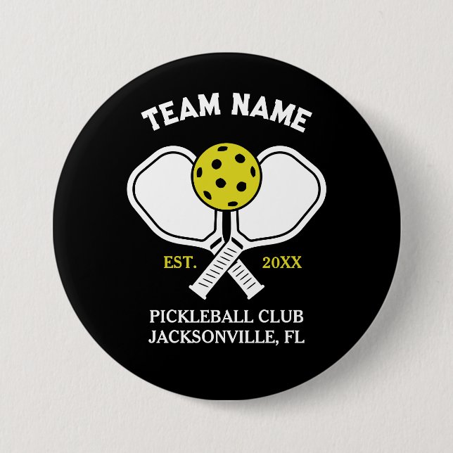 Pickleball Club Team & Custom Pickleball Player 7.5 Cm Round Badge (Front)