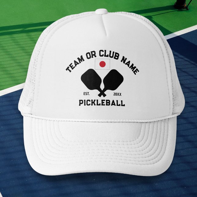 Pickleball Club Team Japan Japanese Flag Custom Trucker Hat (Creator Uploaded)