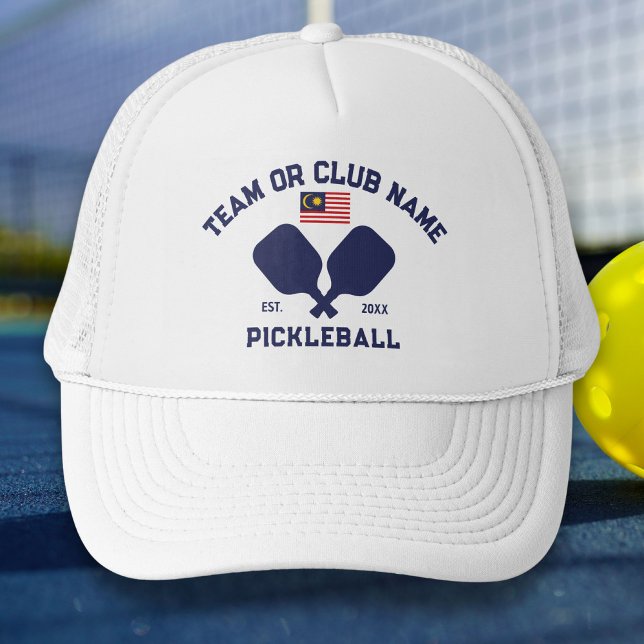 Pickleball Club Team Name Malaysian Malaysia Flag  Trucker Hat (Creator Uploaded)