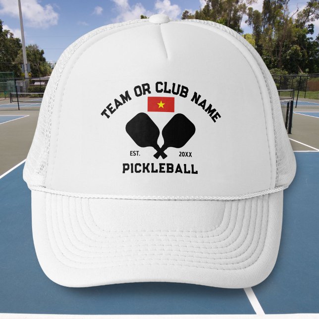 Pickleball Club Team Name Vietnamese Vietnam Flag Trucker Hat (Creator Uploaded)