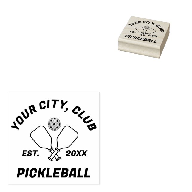 Pickleball Club Team-Paddles & Ball Personalised  Rubber Stamp (Stamped)