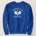 Pickleball Club Team Player Custom Pickle Gift Sweatshirt<br><div class="desc">Standout on the pickleball court in this super comfy sweatshirt featuring crossed pickleball paddles, a ball and your custom text. Easily change the wording to include your pickleball club name, team name, city/location or any wording your choose. Also change the font and graphic colours - just click edit/personalise. Makes an...</div>