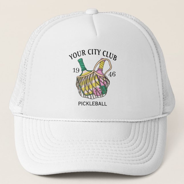 Pickleball Club Team Player Custom Pickle Gift Trucker Hat (Front)