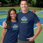 Pickleball Club Team Player Tournament Custom T-Shirt<br><div class="desc">Show the world that you play pickleball with this t-shirt featuring a blue and yellow pickleball logo.  Great for pickleball clubs,  teams,  as matching tournament shirts or everyday wear.</div>