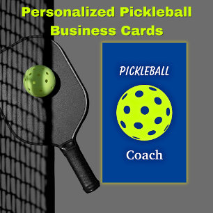 Pickleball Coach Blue Yellow Business Card