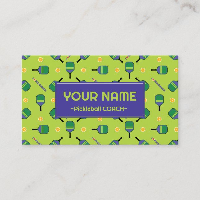 Pickleball Coach - I love pickleball fresh green Business Card (Front)