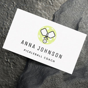 Pickleball Coach Instructor Sport Theme Minimalist Business Card