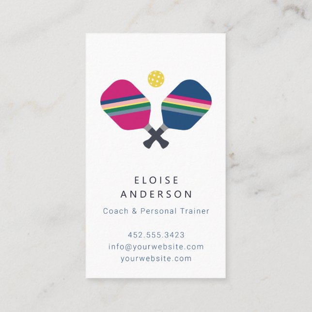 Pickleball Coach + Personal Trainer Business Card (Back)