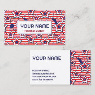 Pickleball Coach - USA pattern on white Business Card