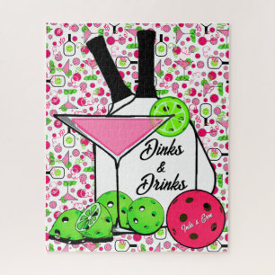 Pickleball Cocktails Dinks & Drinks Personalized Jigsaw Puzzle